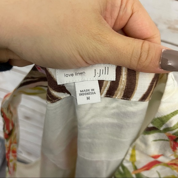 J Jill Love Linen Tropical Leave Sleeveless Dress - Picture 5 of 5